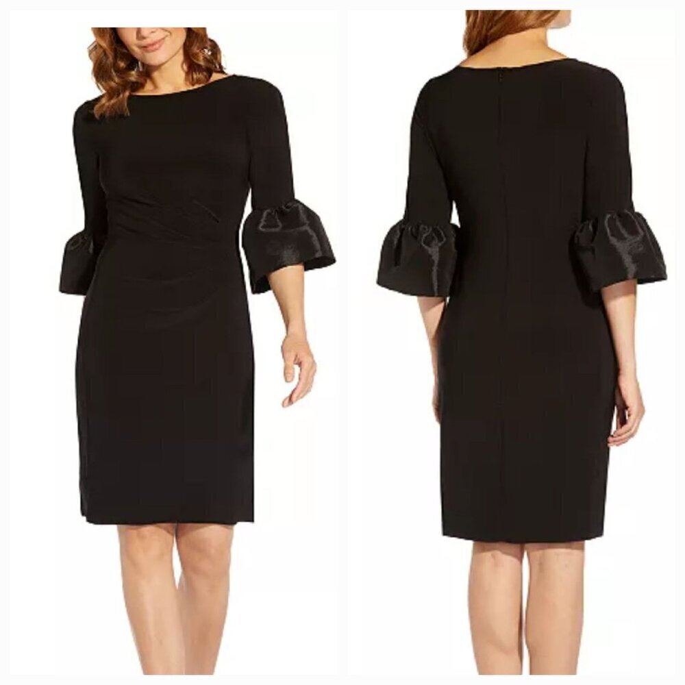 Adrianna Papell sz 10 Women Bell Cuff Draped Black Dress  party special occasion